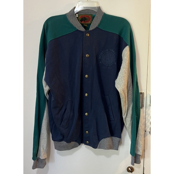 Boston Traders Other - Vtg Boston Traders Mens L Large Full Button Up Cotton Bomber Jacket Blue